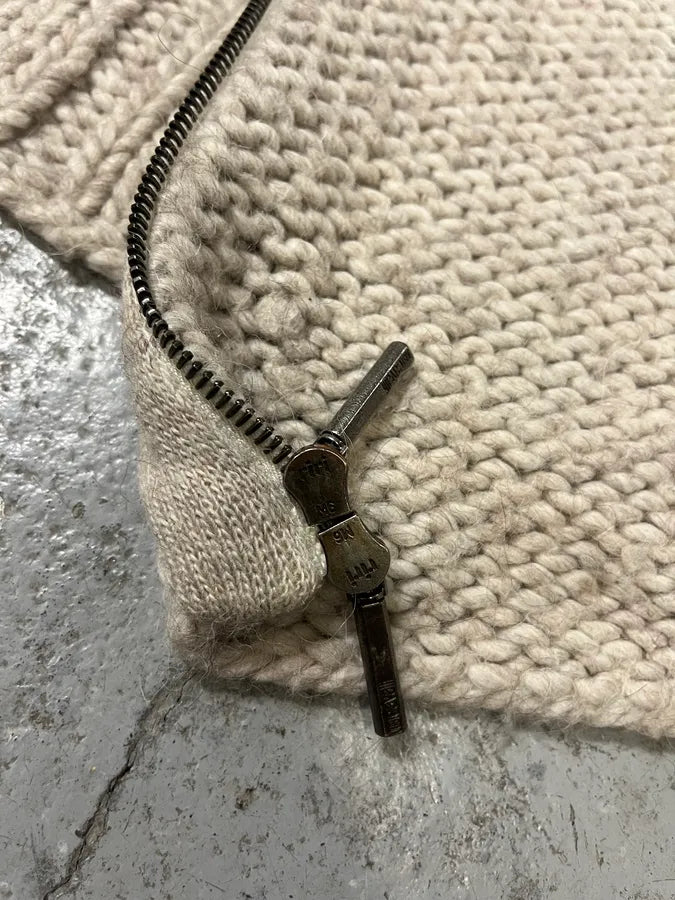 2000s Cavalli Beige Wool Distressed Zip-up Sweater (M/L) KoenrOA 7
