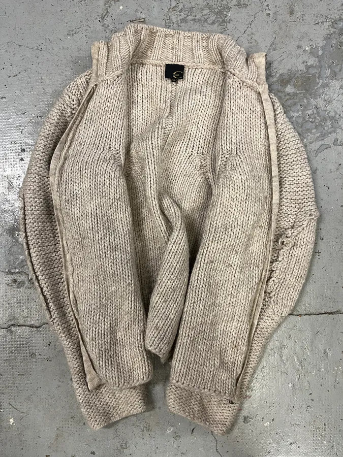 2000s Cavalli Beige Wool Distressed Zip-up Sweater (M/L) KoenrOA 5
