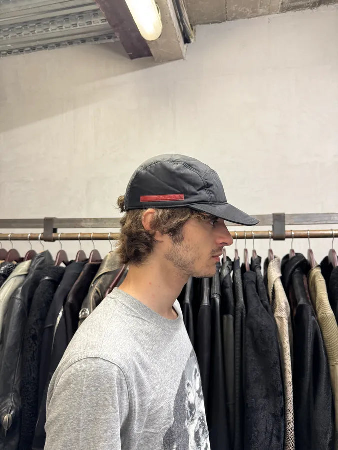 2000s Prada Linea Rossa Black Nylon Cap (OS) qblhshs 2