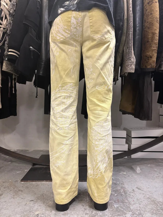 AW2003 Cavalli Light Yellow Astro World Tribal Pants (S) lbmyxIf 3