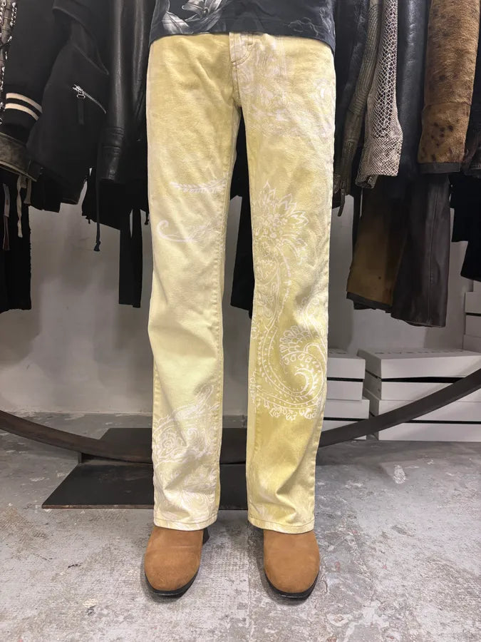 AW2003 Cavalli Light Yellow Astro World Tribal Pants (S) lbmyxIf 1