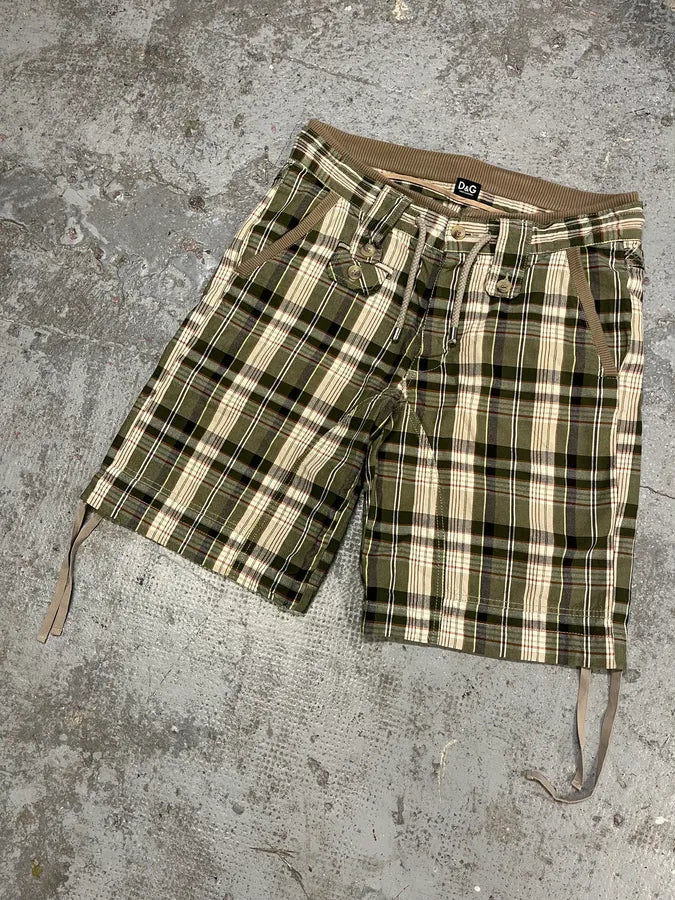 AW2004 Dolce & Gabbana Green Tartan Cargo Shorts (M) SBsLeRp 4