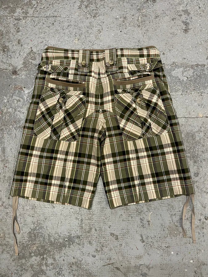 AW2004 Dolce & Gabbana Green Tartan Cargo Shorts (M) SBsLeRp 6