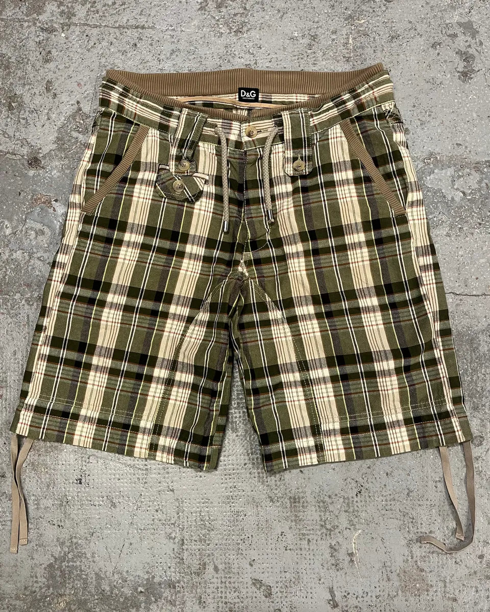 AW2004 Dolce & Gabbana Green Tartan Cargo Shorts (M) SBsLeRp 2