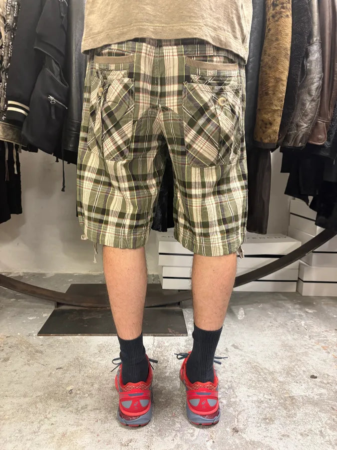 AW2004 Dolce & Gabbana Green Tartan Cargo Shorts (M) SBsLeRp 3