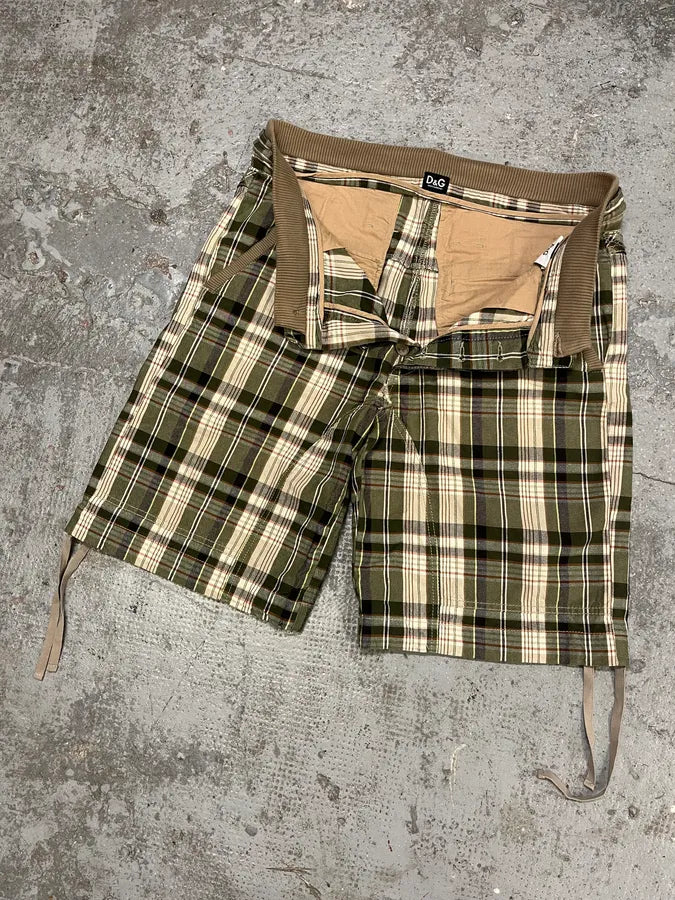 AW2004 Dolce & Gabbana Green Tartan Cargo Shorts (M) SBsLeRp 5