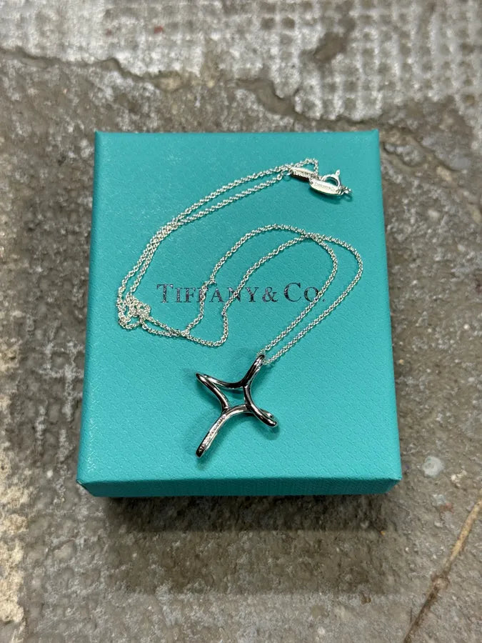 Tiffany & Co. Infinity Cross Silver Pendant Necklace lXTQQuW 0