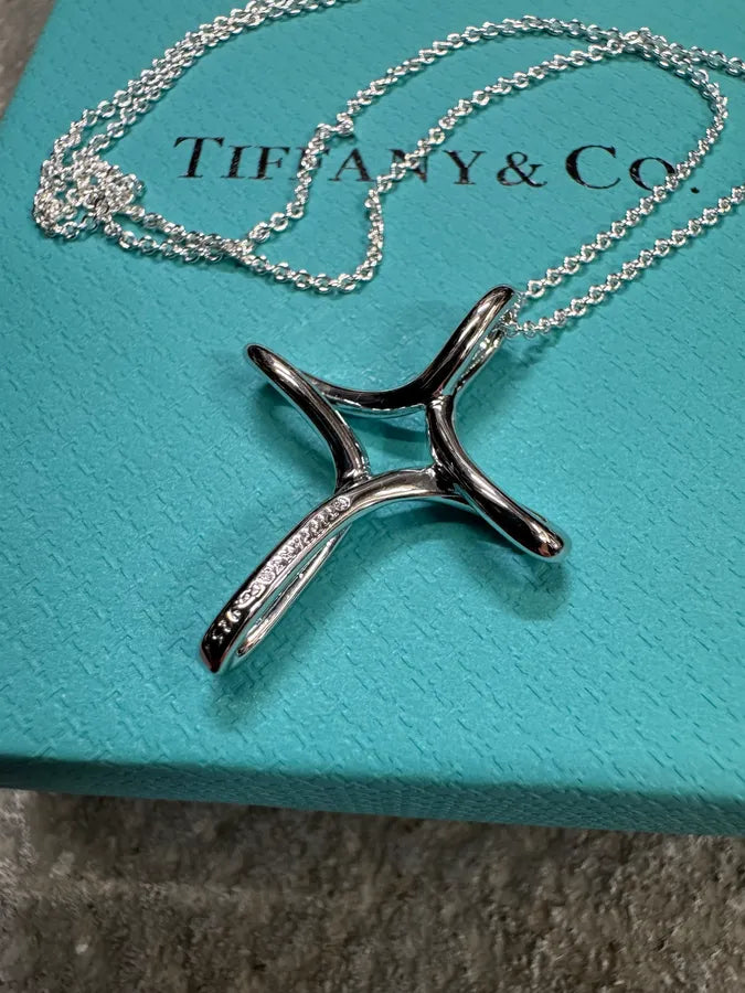 Tiffany & Co. Infinity Cross Silver Pendant Necklace lXTQQuW 2