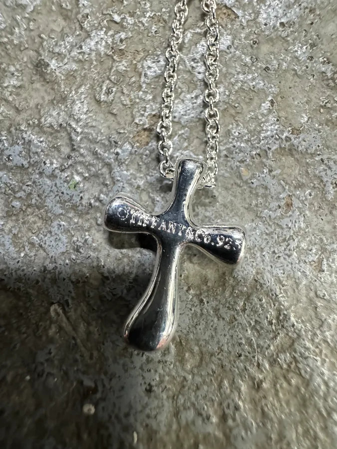 Tiffany & Co. Puffed Cross Silver Pendant Necklace KpDlYQe 3