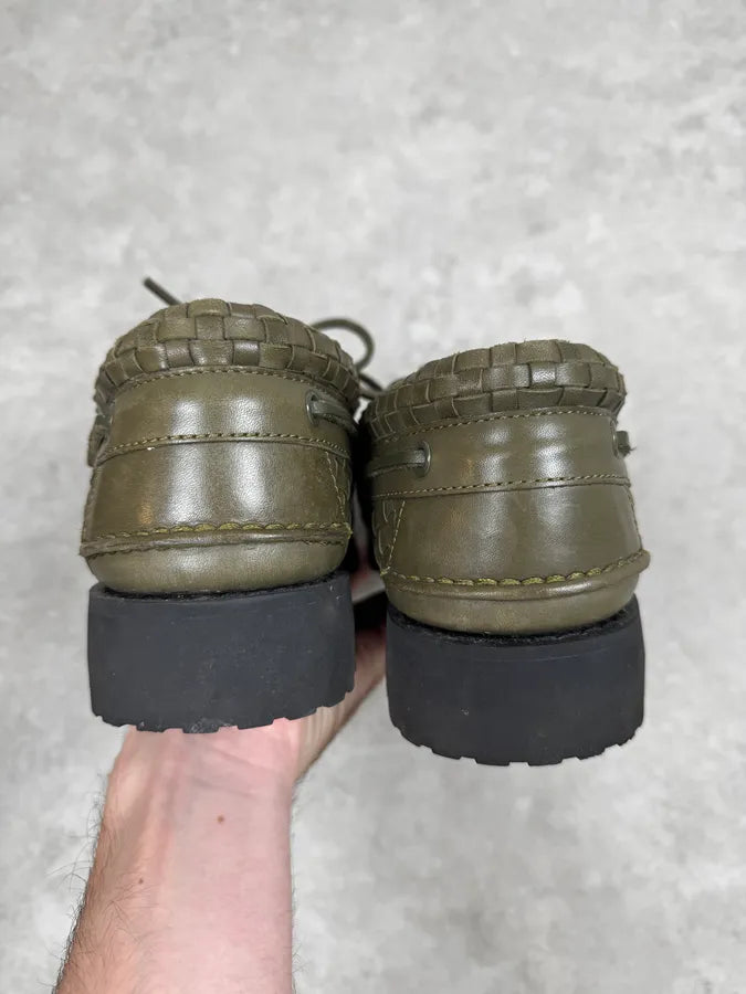 Timberland Supreme Green Woven Leather 3 Eye Lug Shoes BhzchoV 5
