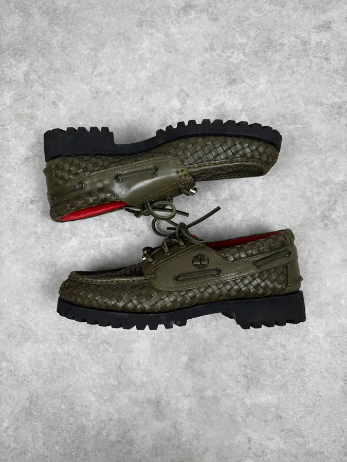 Timberland Supreme Green Woven Leather 3 Eye Lug Shoes BhzchoV 2