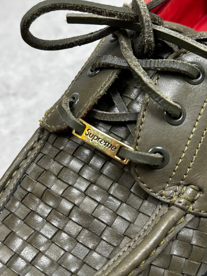 Timberland Supreme Green Woven Leather 3 Eye Lug Shoes BhzchoV 3