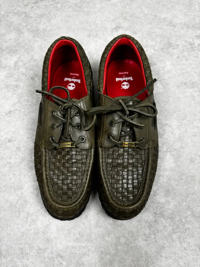 Timberland Supreme Green Woven Leather 3 Eye Lug Shoes BhzchoV 1