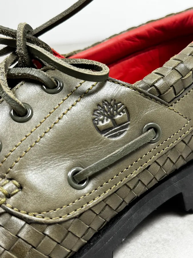 Timberland Supreme Green Woven Leather 3 Eye Lug Shoes BhzchoV 4