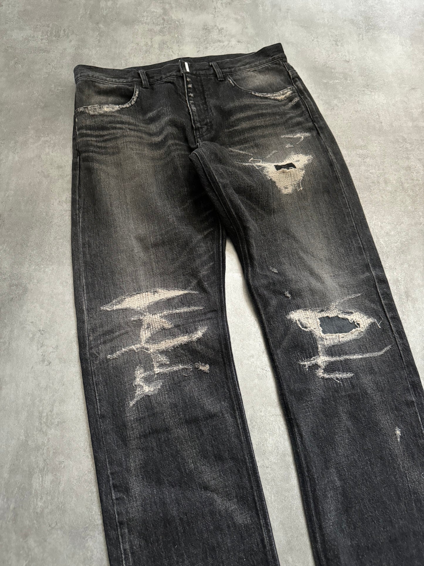 AW2023 Givenchy Distressed Grey Japanese Denim Jeans (L) - 8