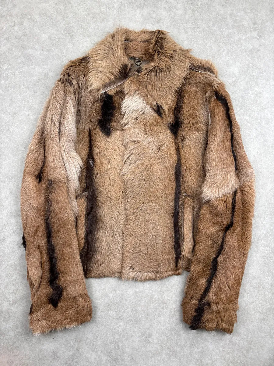 2000s Cavalli Brown Fur Panelled Leather Jacket tkWiXolv 0