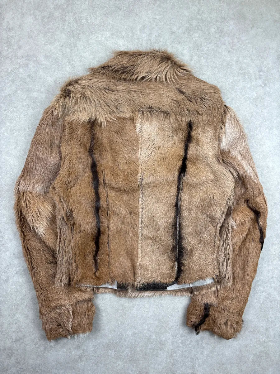 2000s Cavalli Brown Fur Panelled Leather Jacket tkWiXolv 4