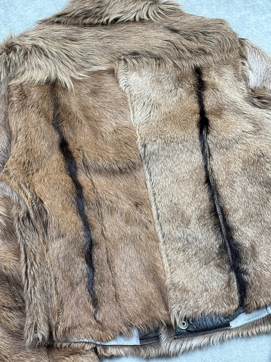 2000s Cavalli Brown Fur Panelled Leather Jacket tkWiXolv 9
