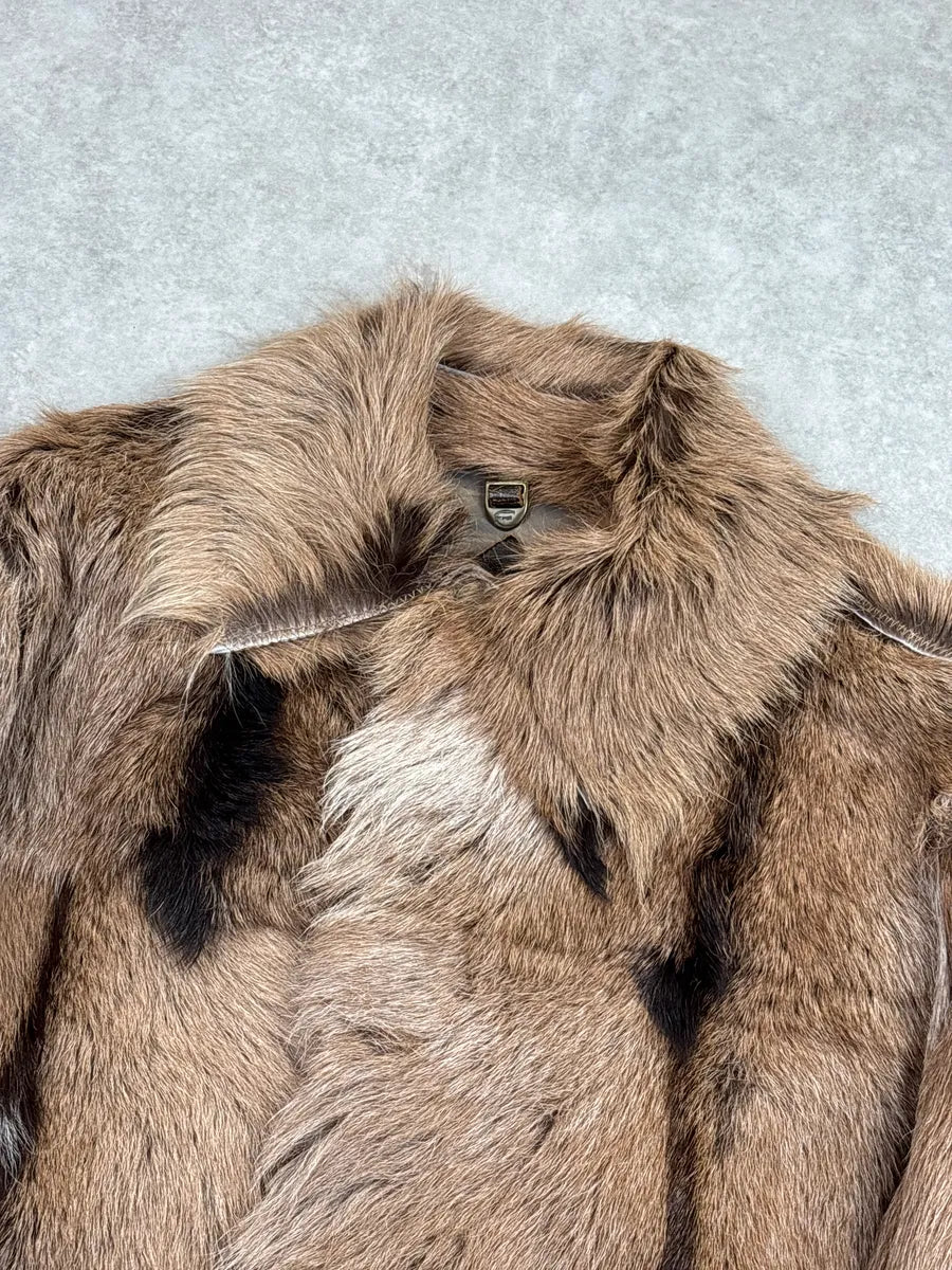 2000s Cavalli Brown Fur Panelled Leather Jacket tkWiXolv 7