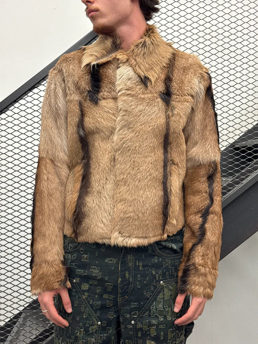 2000s Cavalli Brown Fur Panelled Leather Jacket tkWiXolv 1