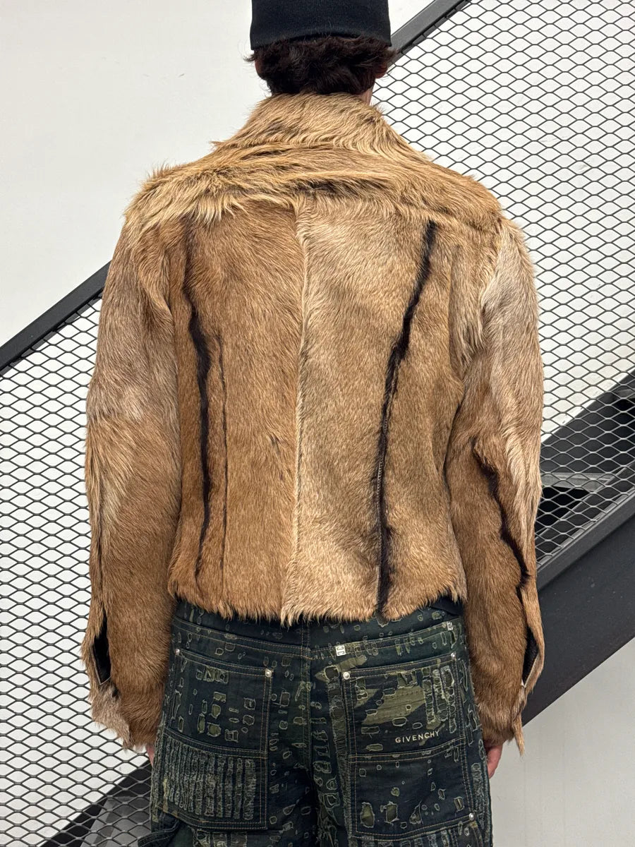 2000s Cavalli Brown Fur Panelled Leather Jacket tkWiXolv 2