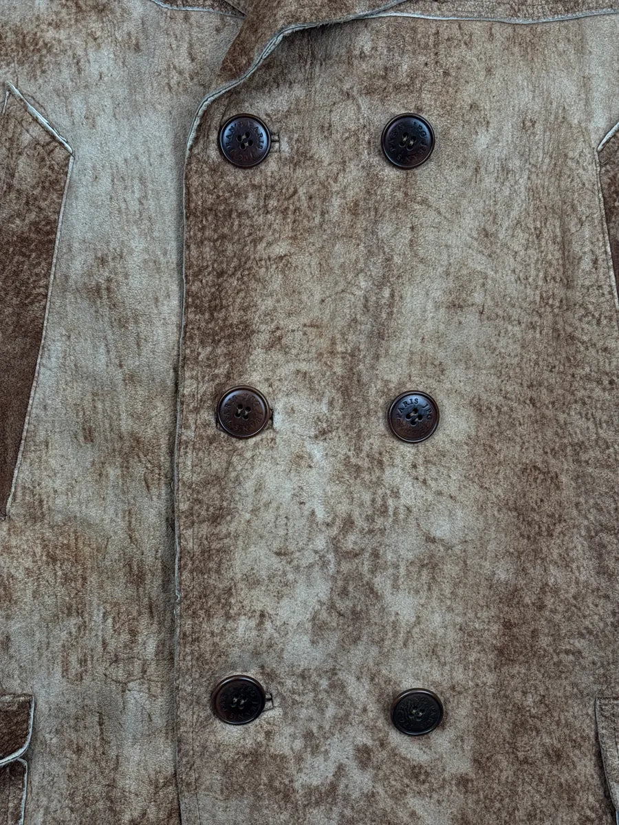 1990s Jean Paul Gaultier Brown Eroded Leather Double-Breasted Coat tlAYjpFh 7