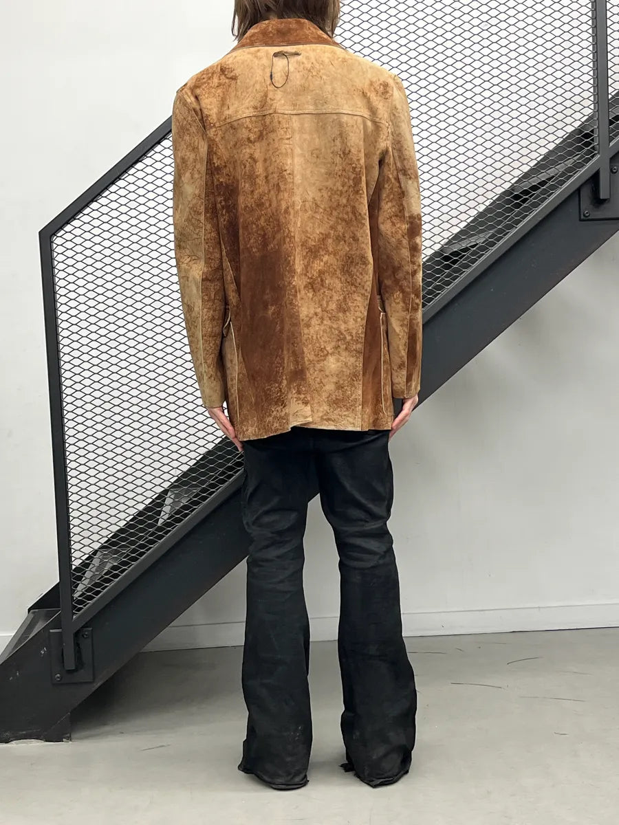 1990s Jean Paul Gaultier Brown Eroded Leather Double-Breasted Coat tlAYjpFh 2