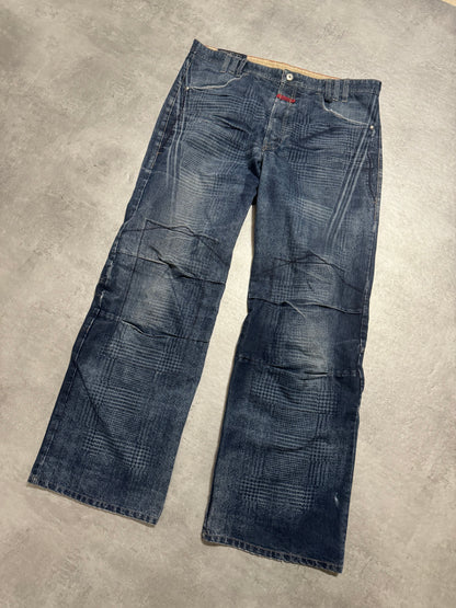 2000s Marithé + François Girbaud Blue British Detailed Denim Cozy Pants (XL) - 8