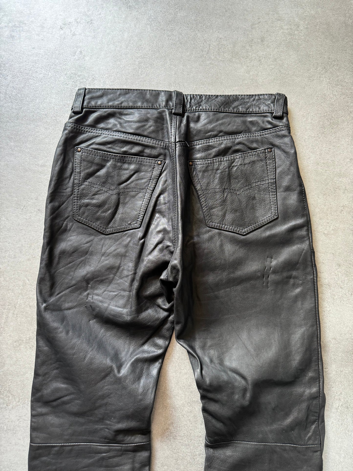 Dainese Black Moto Biker Leather Pants (S) - 5
