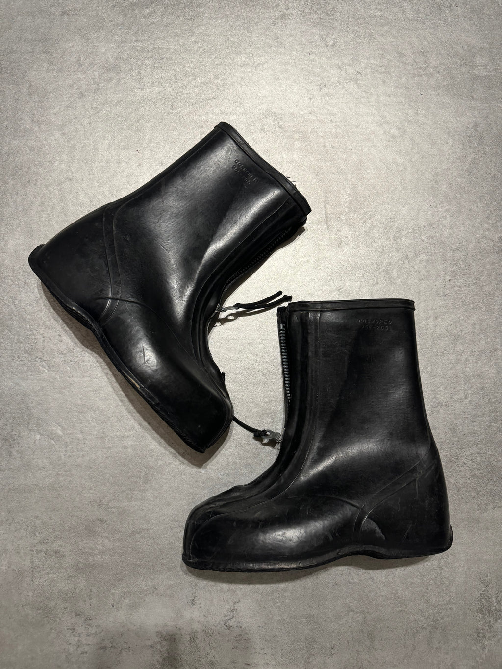 1980s Combat Waterproof Protection Front Zip Shoes Covers Black Boots (45) - 3
