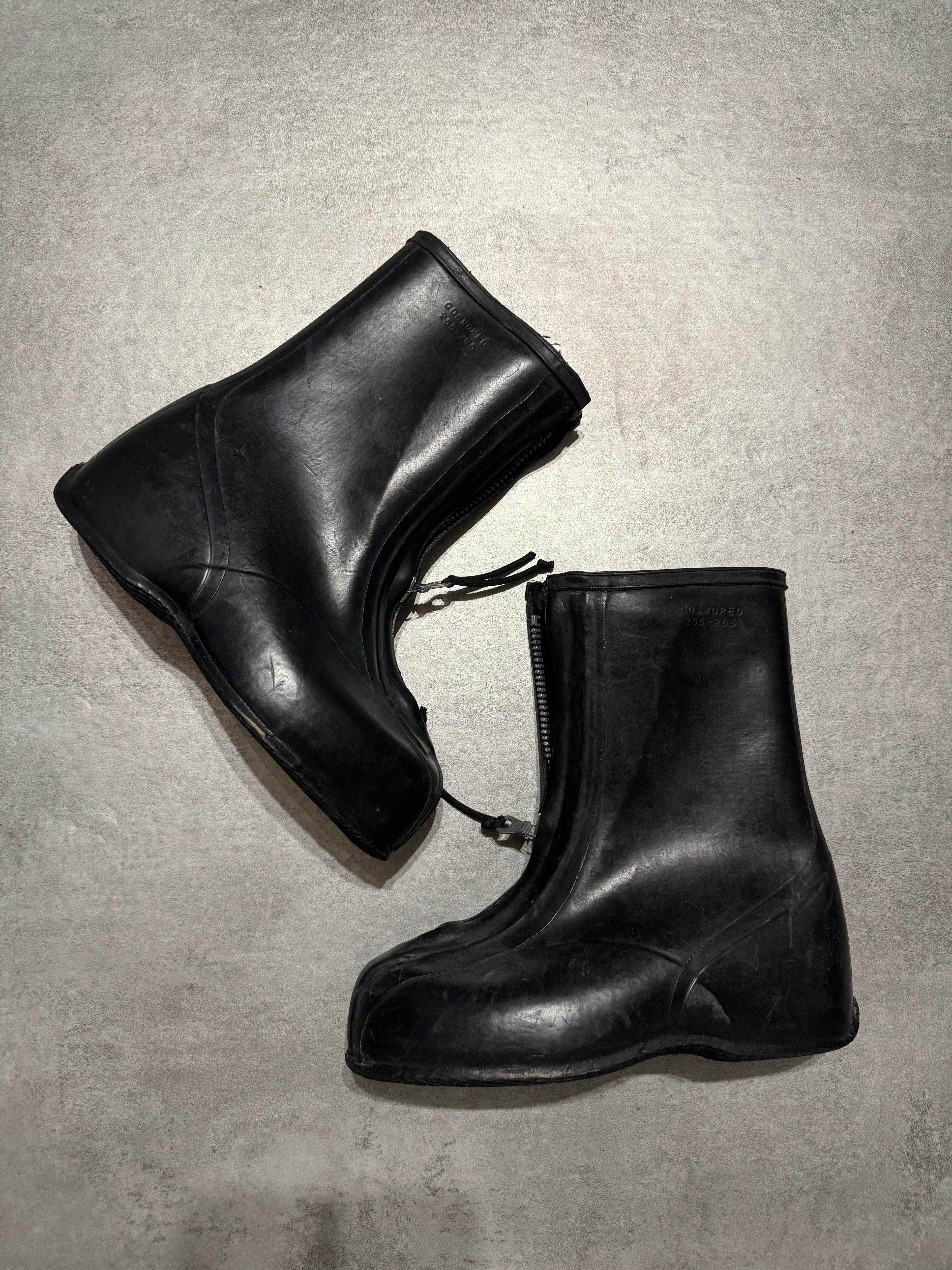1980s Combat Waterproof Protection Front Zip Shoes Covers Black Boots (45) - 3