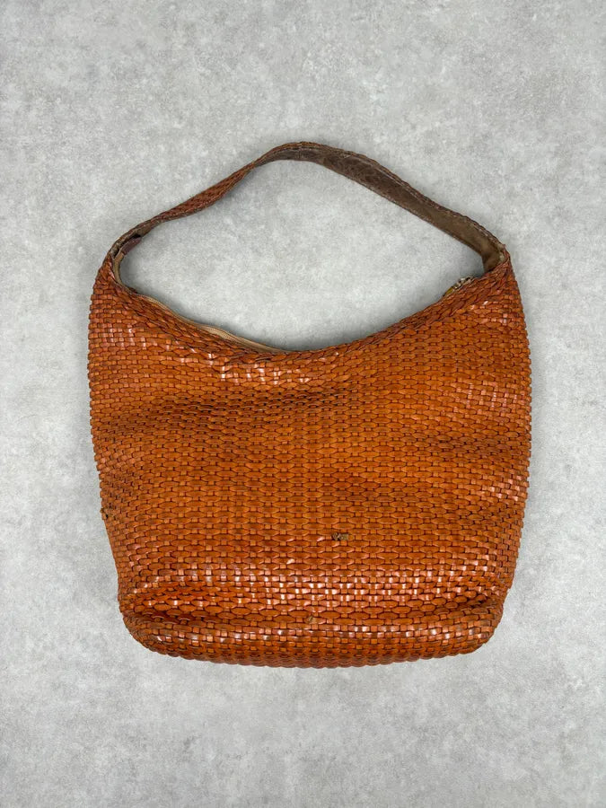 SS2004 Gucci Cognac Woven Leather Bamboo Handle Hobo Bag by Tom Ford AbDxMMx 8
