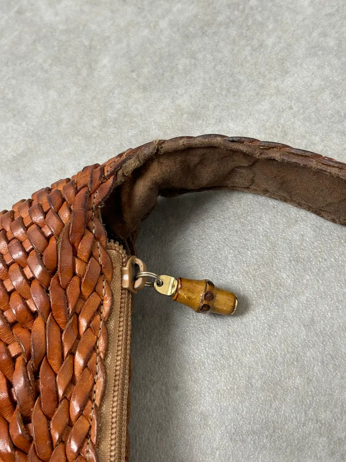 SS2004 Gucci Cognac Woven Leather Bamboo Handle Hobo Bag by Tom Ford AbDxMMx 11