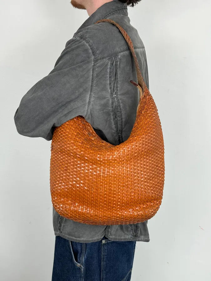 SS2004 Gucci Cognac Woven Leather Bamboo Handle Hobo Bag by Tom Ford AbDxMMx 4