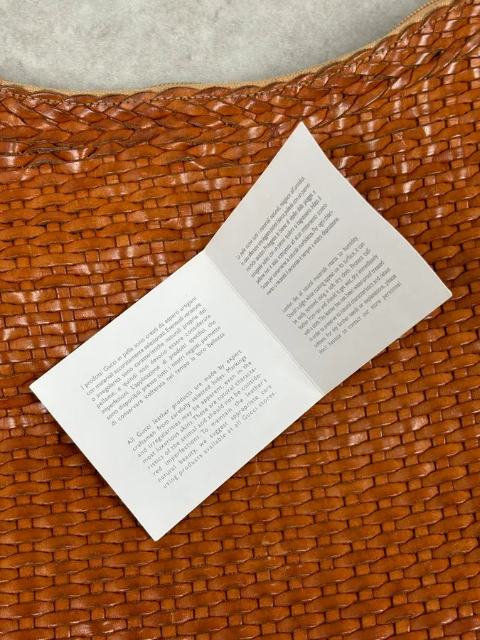 SS2004 Gucci Cognac Woven Leather Bamboo Handle Hobo Bag by Tom Ford AbDxMMx 18