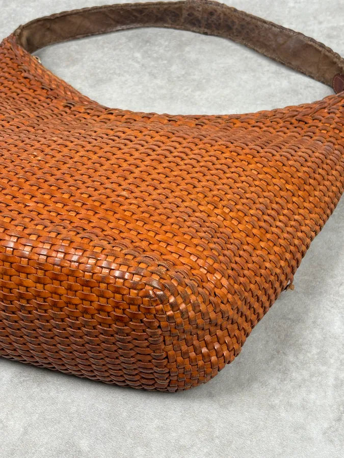 SS2004 Gucci Cognac Woven Leather Bamboo Handle Hobo Bag by Tom Ford AbDxMMx 6