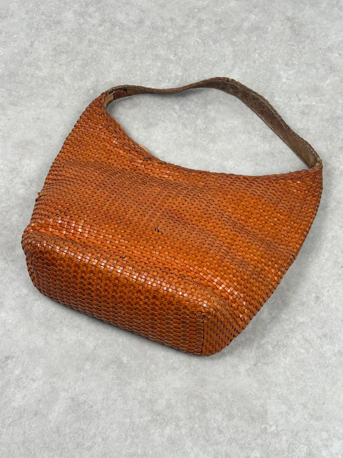 SS2004 Gucci Cognac Woven Leather Bamboo Handle Hobo Bag by Tom Ford AbDxMMx 5