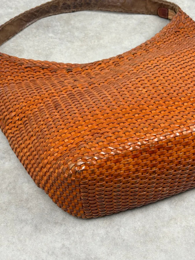 SS2004 Gucci Cognac Woven Leather Bamboo Handle Hobo Bag by Tom Ford AbDxMMx 7