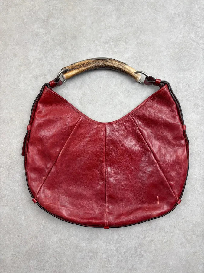 2000s Yves Saint Laurent Bordeaux Leather Mombasa Handle Bag by Tom Ford   WFBmpEy 7