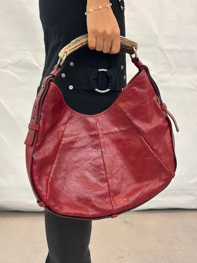 2000s Yves Saint Laurent Bordeaux Leather Mombasa Handle Bag by Tom Ford   WFBmpEy 1