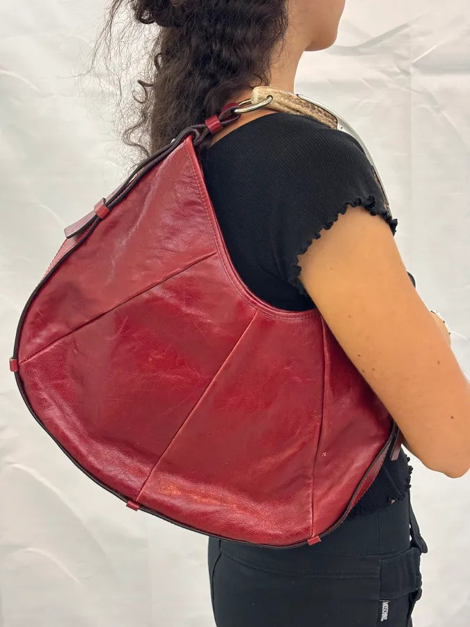 2000s Yves Saint Laurent Bordeaux Leather Mombasa Handle Bag by Tom Ford   WFBmpEy 2