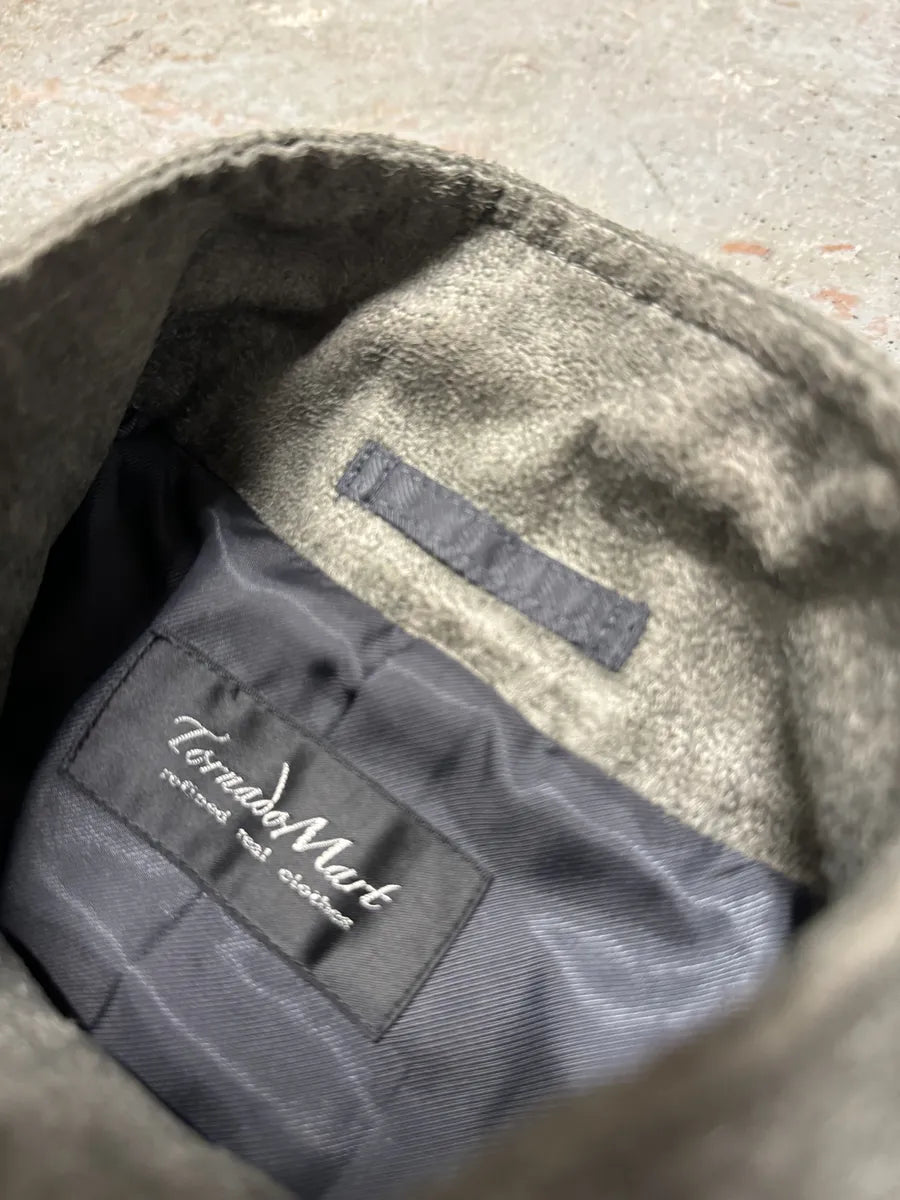 Tornado Mart Grey Suede Belted Trench Jacket (S) 11