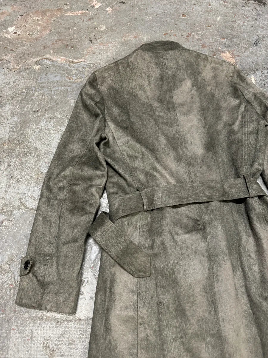 Tornado Mart Grey Suede Belted Trench Jacket (S) 5