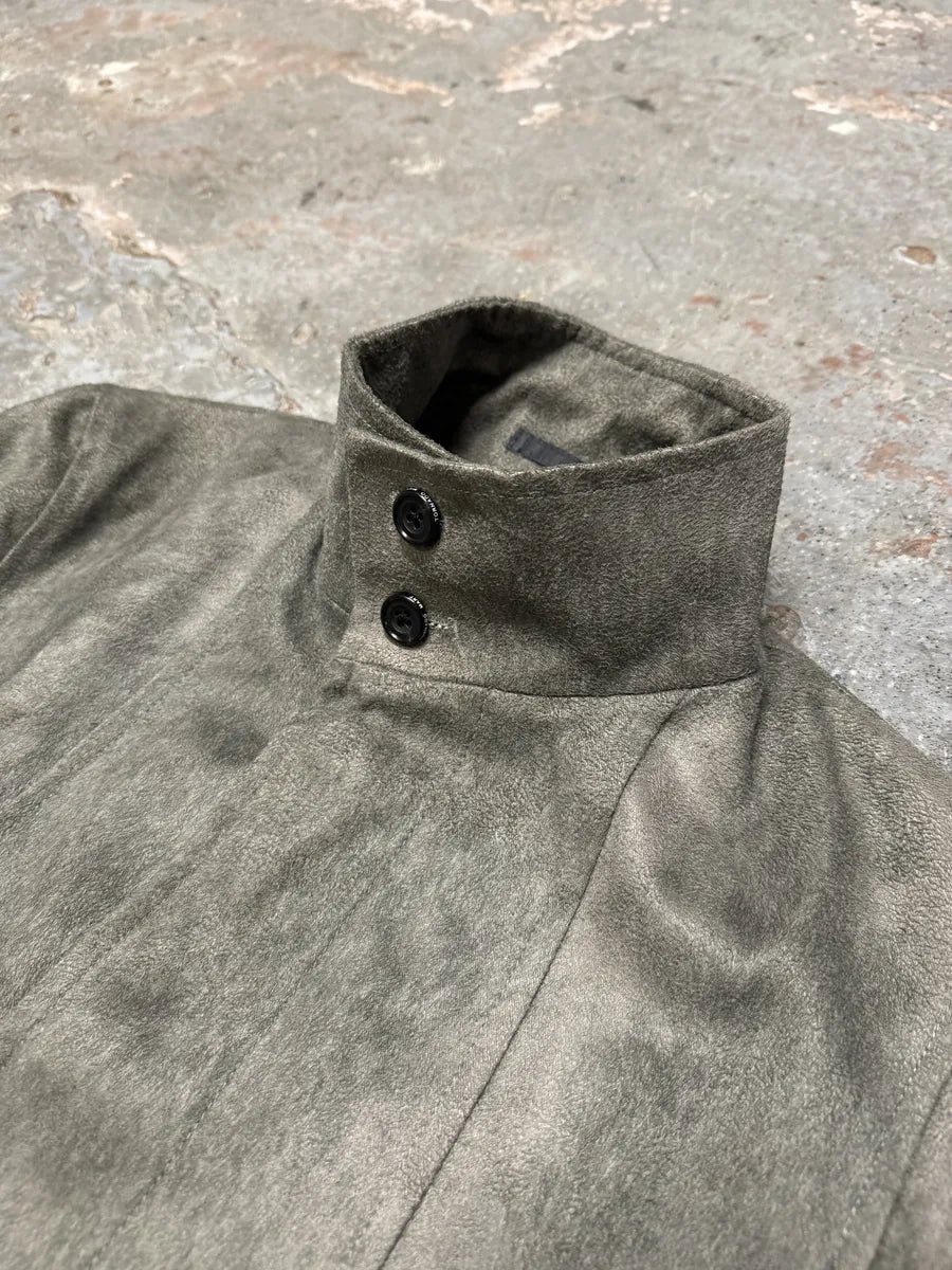 Tornado Mart Grey Suede Belted Trench Jacket (S) 7