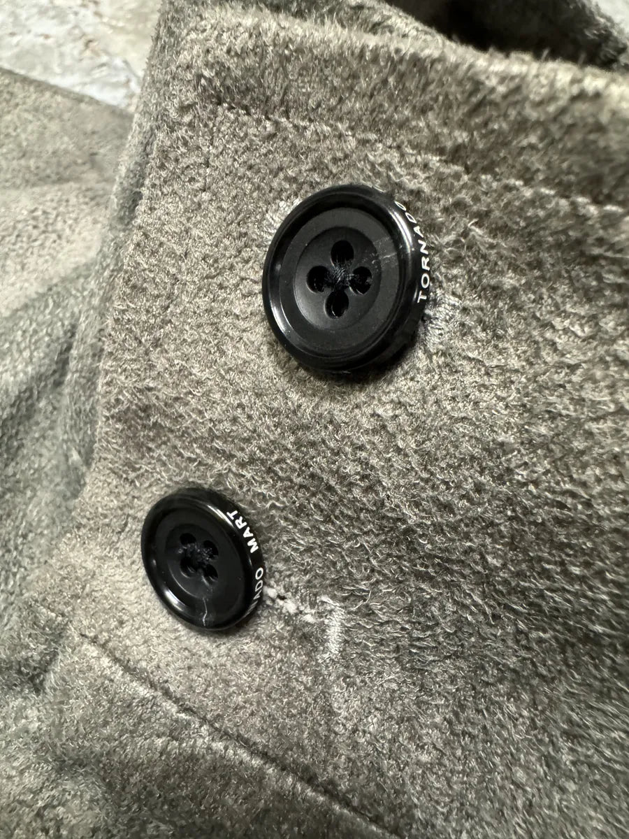 Tornado Mart Grey Suede Belted Trench Jacket (S) 8