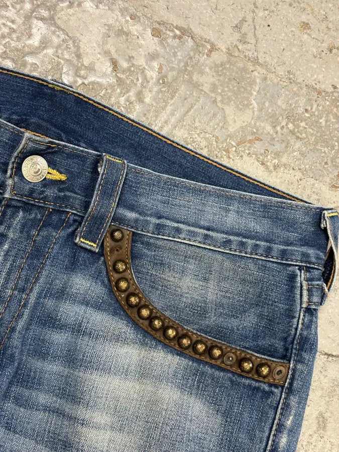 True Religion Blue Studded Denim Jeans yKlSvWB 8