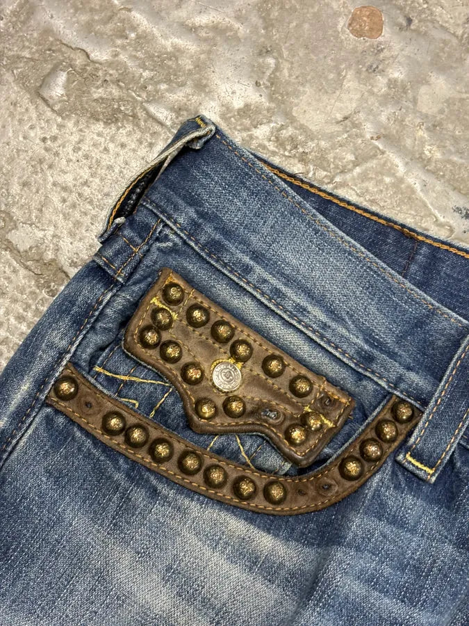 True Religion Blue Studded Denim Jeans yKlSvWB 7