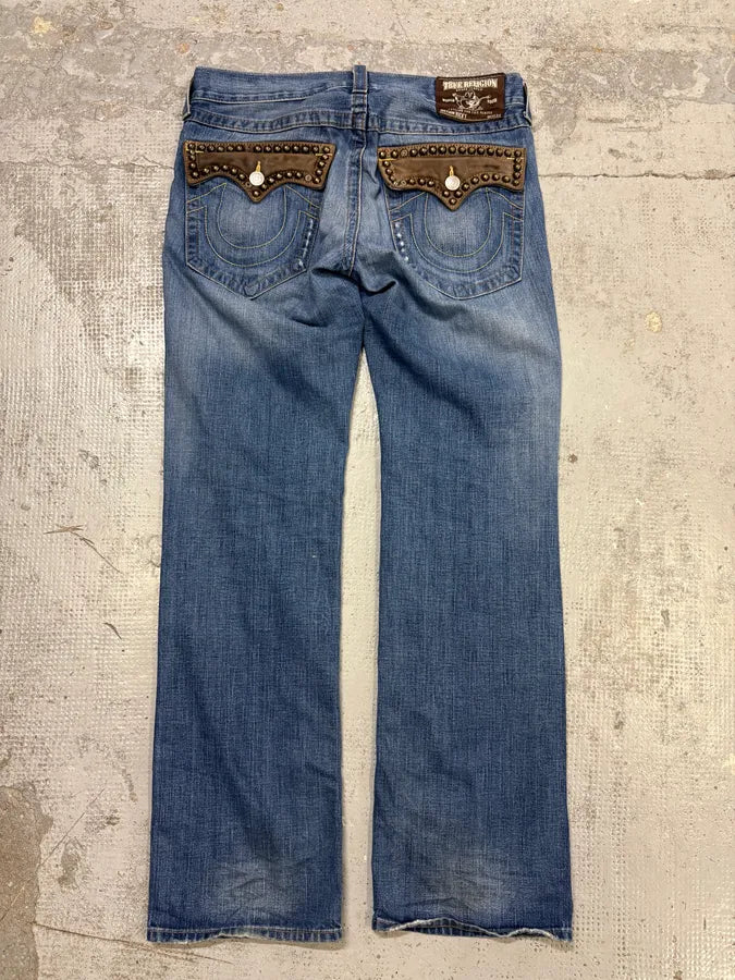 True Religion Blue Studded Denim Jeans yKlSvWB 0