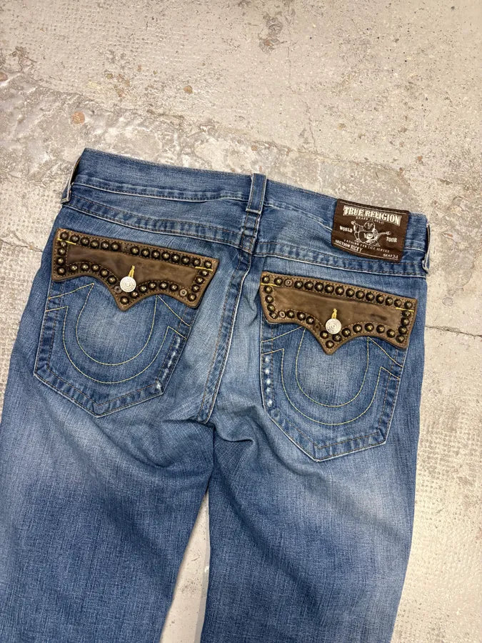 True Religion Blue Studded Denim Jeans yKlSvWB 6