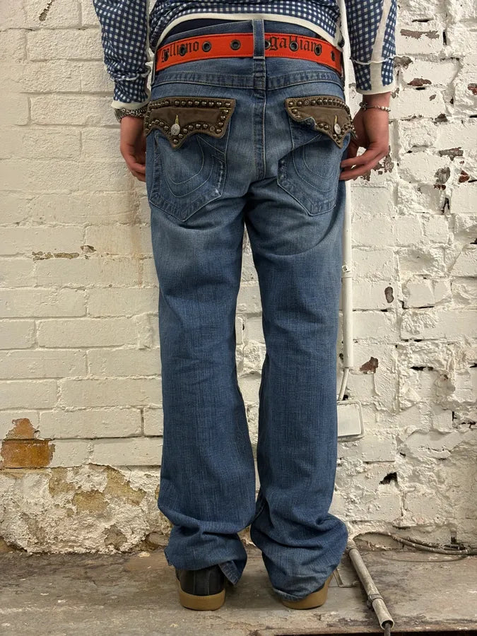 True Religion Blue Studded Denim Jeans yKlSvWB 4